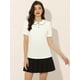 thumbnail image 2 of Blusa de manga corta con cuello Peter Pan y ribete en contraste para mujer Blanco S, 2 of 5
