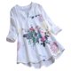 thumbnail image 1 of Gibobby Playeras Deportivas Parche floral Camiseta con estampado vintage Top Manga larga Cuello en V Blusa para mujer Blusa para mujer（Blanco， XXXXL), 1 of 5