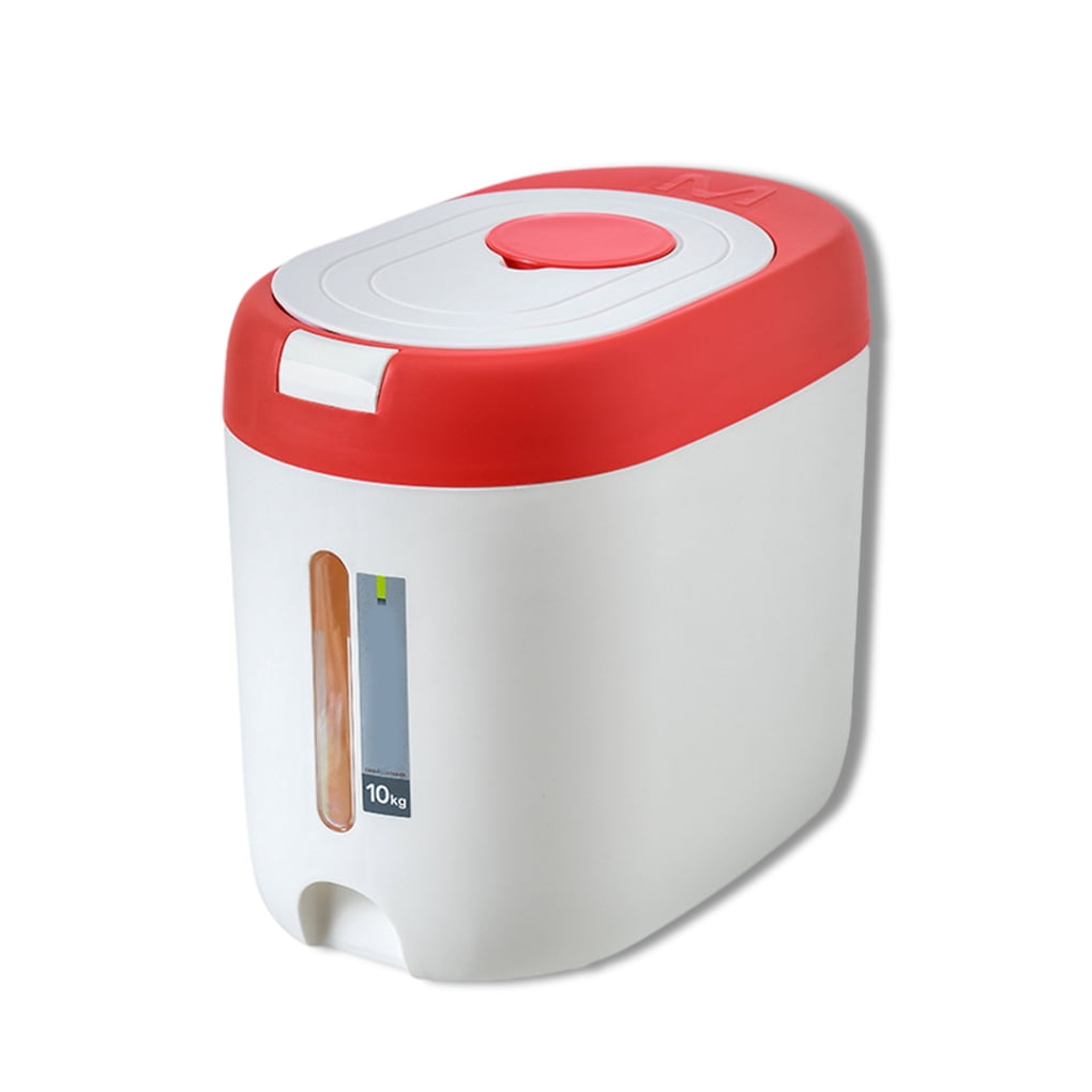 Worallymy 10kg Rice Dispenser Bucket InsectProof Box Airtight Flour Grain Visual Household Food