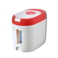 thumbnail image 1 of Cubo dispensador de arroz Caja a prueba de insectos Grano de plástico Comida para el hogar Frutas Snacks Contenedor de almacenamiento Taza medidora Rojo 10 kg Vogacara HA009033-04B, 1 of 6