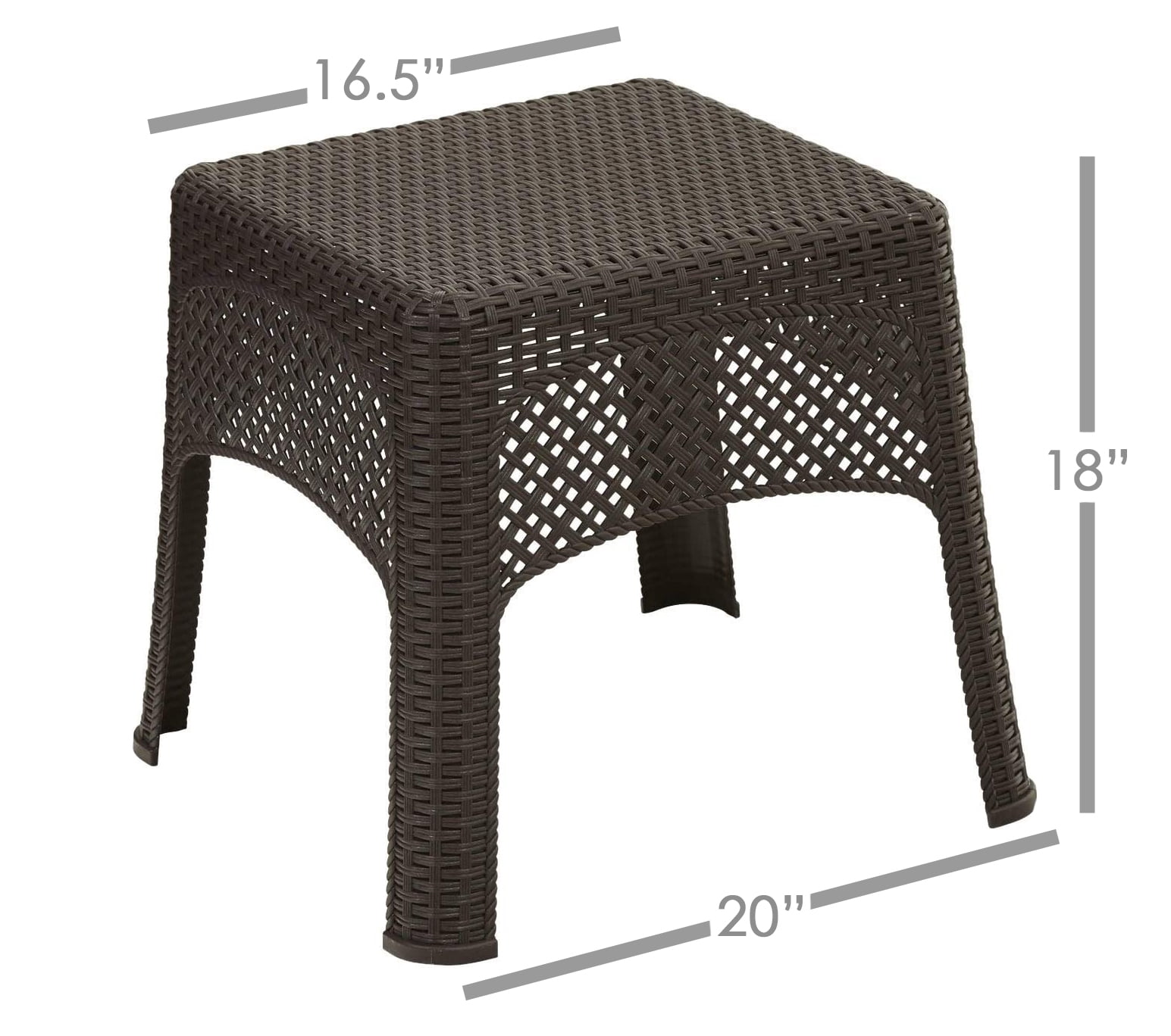 Adams Traditional Weather Wicker Stackable Polyresin Square End Table, Brown