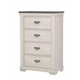 thumbnail image 3 of Antique White Brown Finish 6pc King Size Panel Bed Dresser Mirror 2x Nightstand Chest Bedroom Furniture Set, 3 of 7