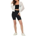 thumbnail image 2 of Unique Bargains Women's Hoodie Zip Up 2023 Fashion Mesh Sheer Bomber Jackets S White, 2 of 6