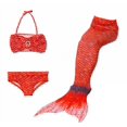 thumbnail image 1 of Kids Girl Mermaid 3 Pieces Set Cosplay Costume Fishtail Bikini Swimsuit Red, 1 of 1