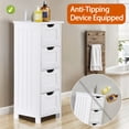 thumbnail image 5 of SuperDeal 4-Drawer Bathroom Storage Cabinet – Freestanding Wood Organizer Waterproof Small Side Cabinet for Home Living Room, White, 5 of 16