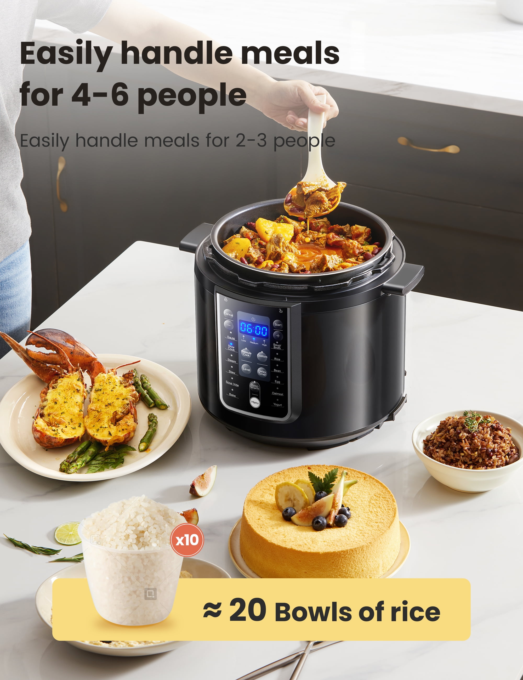COMFEE' Pressure Cooker 6 Quart with 12 Presets, Multi-Functional  Programmable Slow Cooker, Rice Cooker, Steamer, Sauté pan, Egg Cooker,  Warmer and More