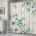 thumbnail image 5 of Daisy Eucalyptus Leaves Shower Curtain, Floral Spring Linen Countryside Waterproof Shower Curtain Set with 12 Hooks Lightweight Bath Curtains Fabric Bathroom Decor 72x72 Inches, 5 of 9