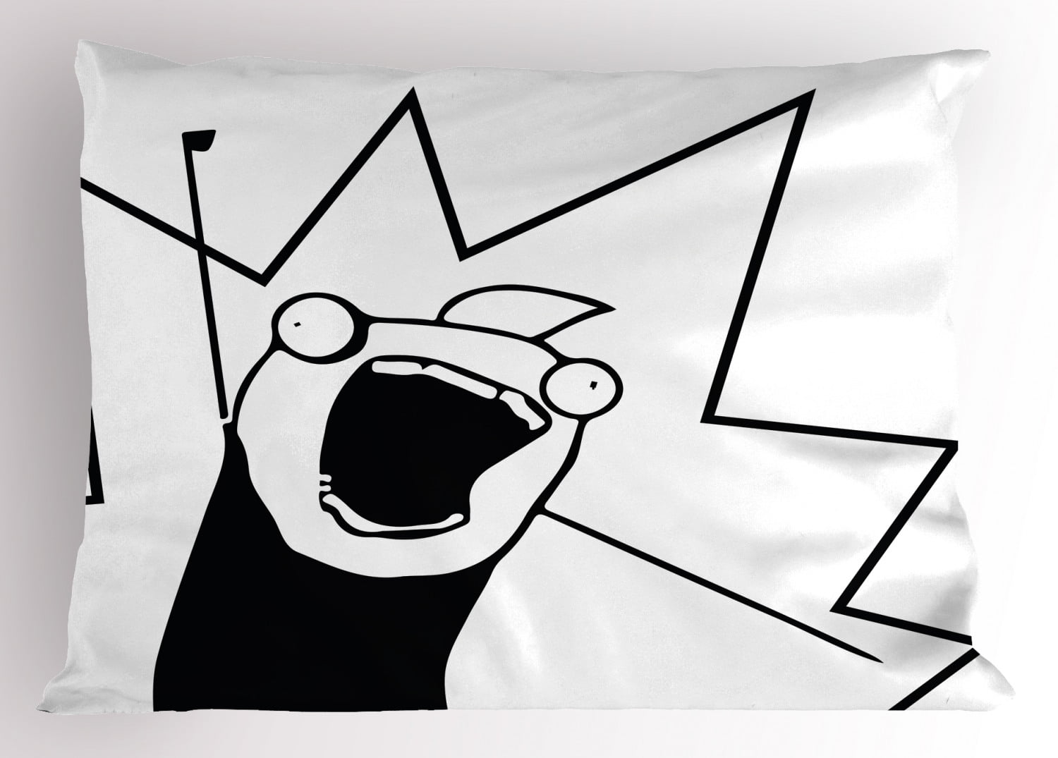 Humor Pillow Sham Cartoon Style Troll Face Guy for Annoying Popular Artful  Internet Meme Design, Decorative Standard King Size Printed Pillowcase, 36  X 20 Inches, Black and White, by Ambesonne 