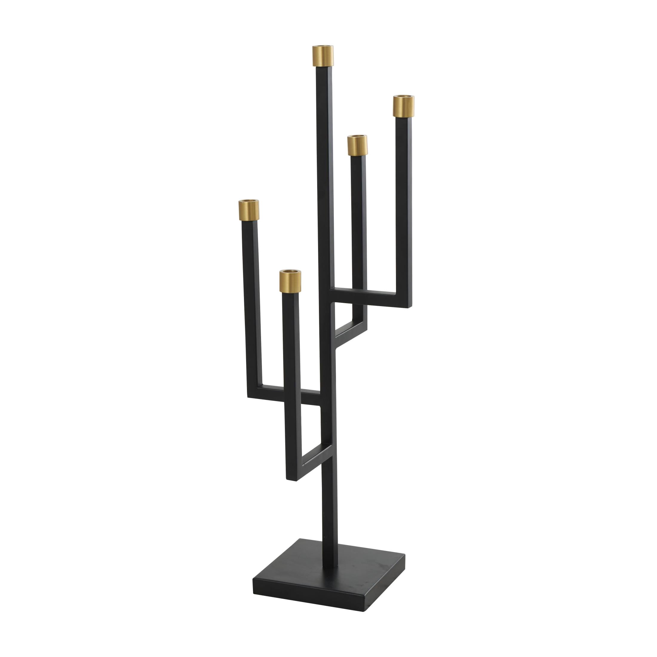 DecMode 5 Holder Black Metal Candelabra