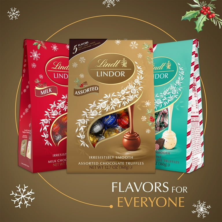 Lindt LINDOR Assorted Chocolate Christmas Candy Truffles, 12.7 oz