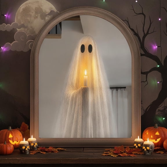 WDOBM Halloween Decorations, Halloween Home Decor, Luminous Ghost Halloween Decor Mirror, Halloween Ghost, Indoor Halloween Decor for Spooky Holiday Gift