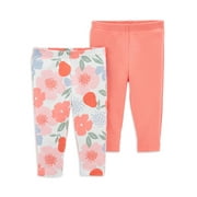 Carter's Child of Mine Baby Girls Coral Pant, 2-Pack, Preemie-12 Months