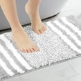 thumbnail image 2 of Alfombra de baño REGALWOVEN, extra suave y absorbente, alfombras de baño de microfibra esponjosa, alfombra de piso antideslizante a rayas gris 20" x 32", 2 of 6