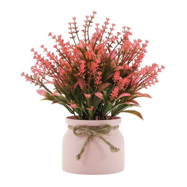 Plantas en maceta falsas Billuyoard Estatuilla de bonsái de plástico para el hogar Cocina Oficina Decoración Rojo