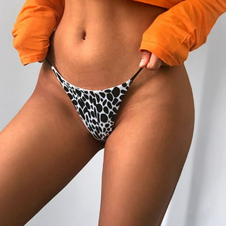 

Sksloeg G-String Thongs Panties Bikini Underwear Sexy Leopard Printed G-String Thong Bottom Black XL