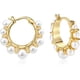 thumbnail image 1 of Pendientes de aro de oro perla para mujer, pendientes de aro chapados en oro de 14 quilates, pendientes ligeros de perlas de imitación, aros delicados con cuentas para niñas JM, 1 of 5