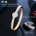 thumbnail image 6 of Elegant 585 Rose Gold Plated CZ Round Open Cuff Bangle Bracelet Fashion Jewelry, 6 of 9