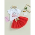 thumbnail image 2 of Newborn Infant Baby Girl My 1st Mother's Day Outfits Short Sleeve Romper Tulle Tutu Skirt Headbands Set, 2 of 6