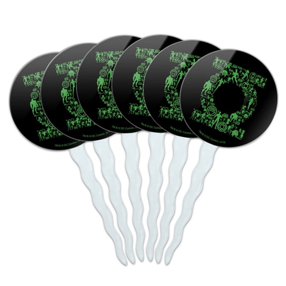 Green Lantern Green Lantern Icons Logo Cupcake Picks Toppers Decoration Set of 6