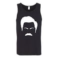 thumbnail image 2 of Wild Bobby, White Parks and Rec Fans Ron Swanson Mustache Face Silhouette, Pop Culture, Men Graphic Tank Top, Black, Small, 2 of 4
