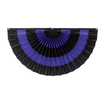 Independence Bunting - 3' x 6' Nylon Mourning Flag Bunting! Fully Sewn Black & Purple Memorial 5 Stripe Pleated Fan Flag Bunting Banner. Pleated Fans Made in the USA!