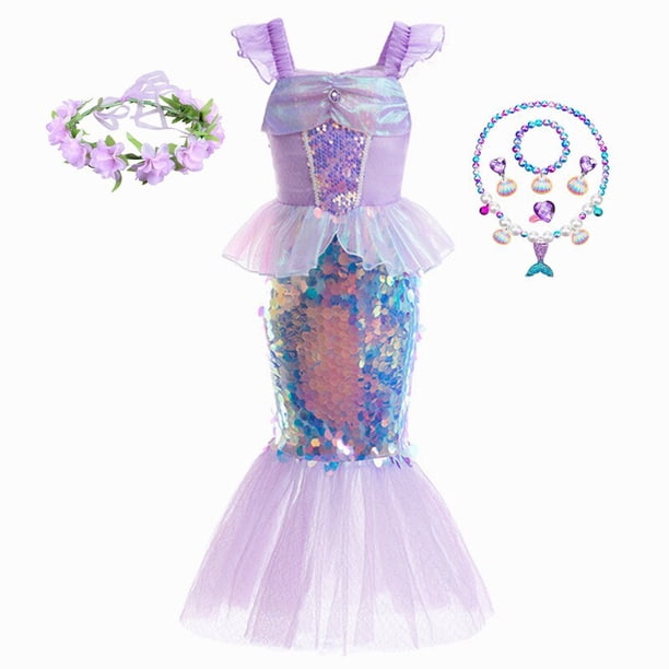 Vestido de princesa con encanto de La Sirenita, disfraces de Cosplay para niños y niñas, vestido de escenario de fiesta de cumpleaños de sirena, ropa de Halloween Fivean unisex