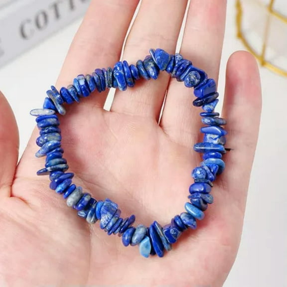 EOEMY Natural Healing Quartz Gravel Hand Strings Crystal Stretchy Bracelet Chakra Gems-Lapis Lazuli Stone