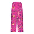 thumbnail image 5 of JUSLIO Womens Pants Comfortable Drawstring Casual Wide Leg Pants Pink L, 5 of 9