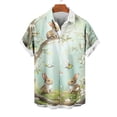 thumbnail image 4 of VBTAPA Mens Spring Shirts Happy Easter Day Rabbit Eggs Print Button Down Shirt Short Sleeve Hawaiian Beach Party Tops Limited Time Sales of Today Multicolor XXL, 4 of 6