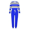 thumbnail image 4 of Stamzod Sweatsuit for Women Long Sleeve Crewneck Pullover Tops and Long Pants Tracksuit Classic Stripe Color Block Causal Fall 2 Piece Lounge Sets, 4 of 5