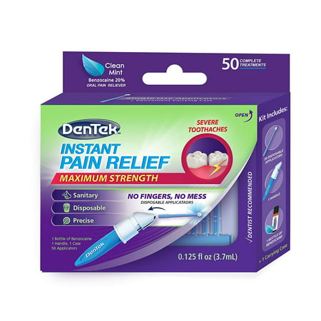 Instant Oral Pain Relief Maximum Strength Kit for Toothaches | 50 Treatments, 1-Pack. Each pack includes one bottle of Benzocaine (20%), 50-Count Disposable.., By