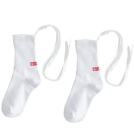 

Women Lolita Ribbed Cotton Calf Socks for Cross Straps Lace-Up Letter Tube Stock