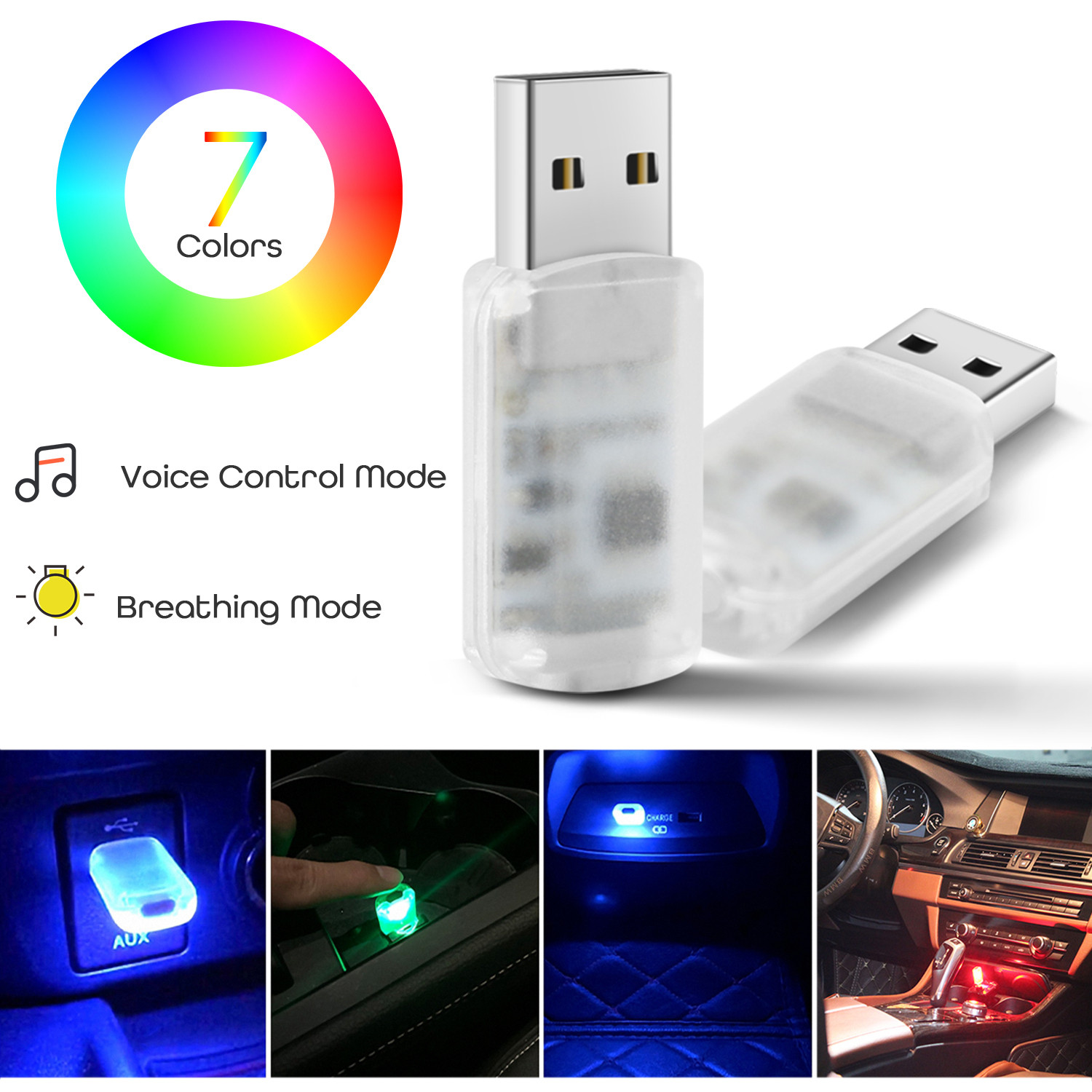 Innens Mini Sevencolor Voiceactivated LED Lights Car Interior Lights