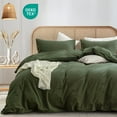 thumbnail image 2 of NAYOROOM 100% Organic Yarn-Dyed Cotton Duvet Cover Queen Size, 3 Pieces Linen Look Cotton Duvet Cover Set,Forest Green, 2 of 13