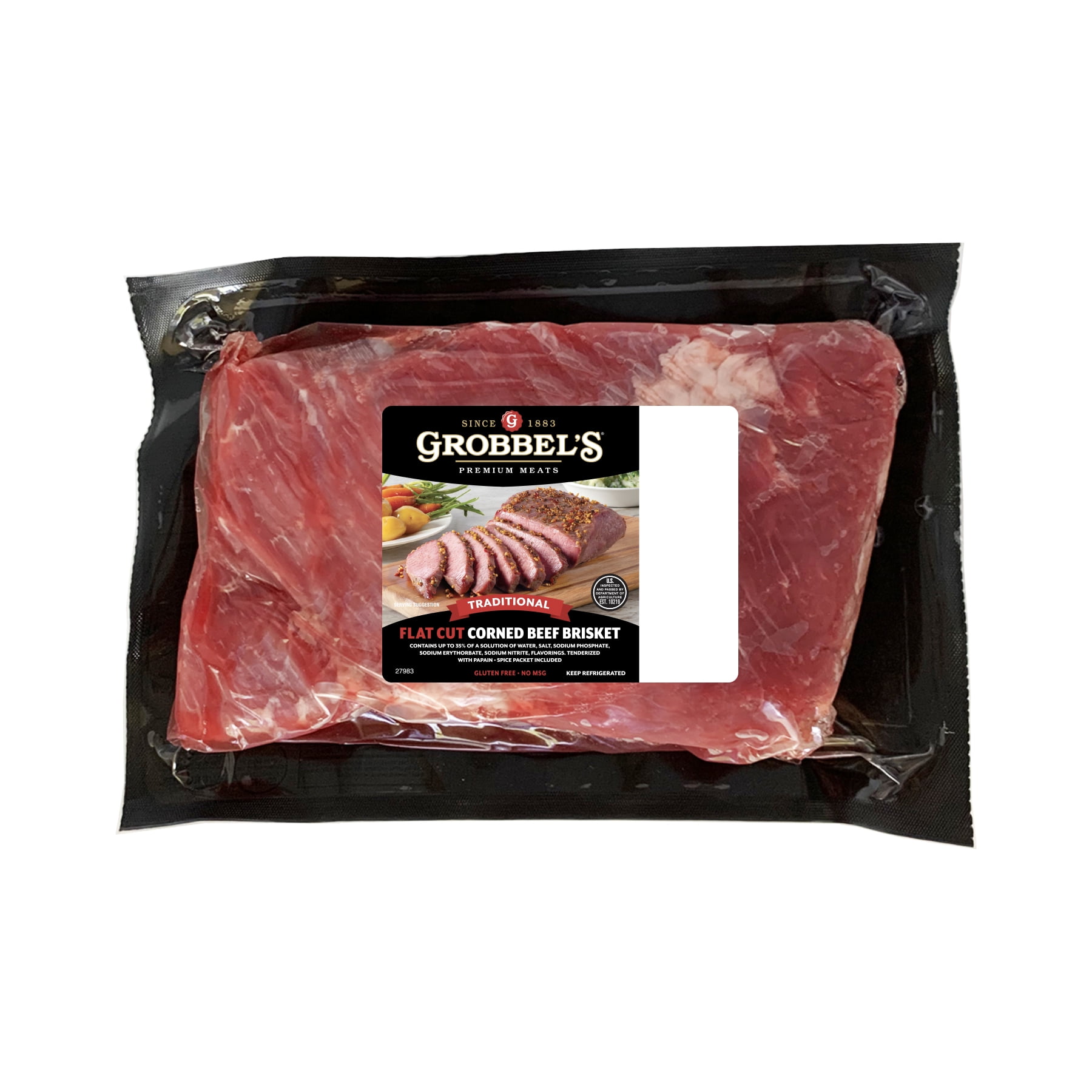 Grobbel's Fresh Corned Beef Brisket Flat, 1 Count, 2-5 lbs