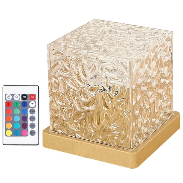 Luz nocturna dinámica Wdftyju con ondulación de agua lámpara de mesa LED de cristal 16 colores