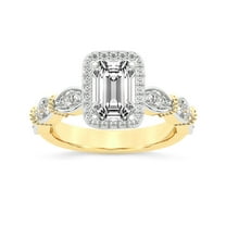 IGI Certified 5 Carat Emerald Shape Lab Grown Diamond Engagement Ring | 14K Yellow Gold | Micaela Halo Diamond Ring | FG-VS1-VS2 Quality Friendly Diamonds
