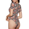 thumbnail image 3 of The Xecao Foxes Women's Crew Neck Body Suit, a short-sleeved bodysuit and basic swimsuit, both comfort and style for dating and daily life, 3 of 9