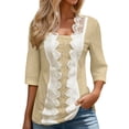 thumbnail image 2 of T Shirts for Women 2025 Short Sleeve Lace Eyelet Dressy Casual Cute Tshirt Blouse Tops Womens T Shirts, 2 of 6