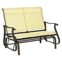47" Outdoor Double Glider Bench - Patio Swing Chair for 2, Steel Frame, Beige