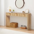 thumbnail image 5 of PHOYAL Fluted Natural Console Table with 3 Drawers, Entryway Table with Storage Shelf, Narrow Wood Sofa Table for Hallway Living Room, 5 of 8