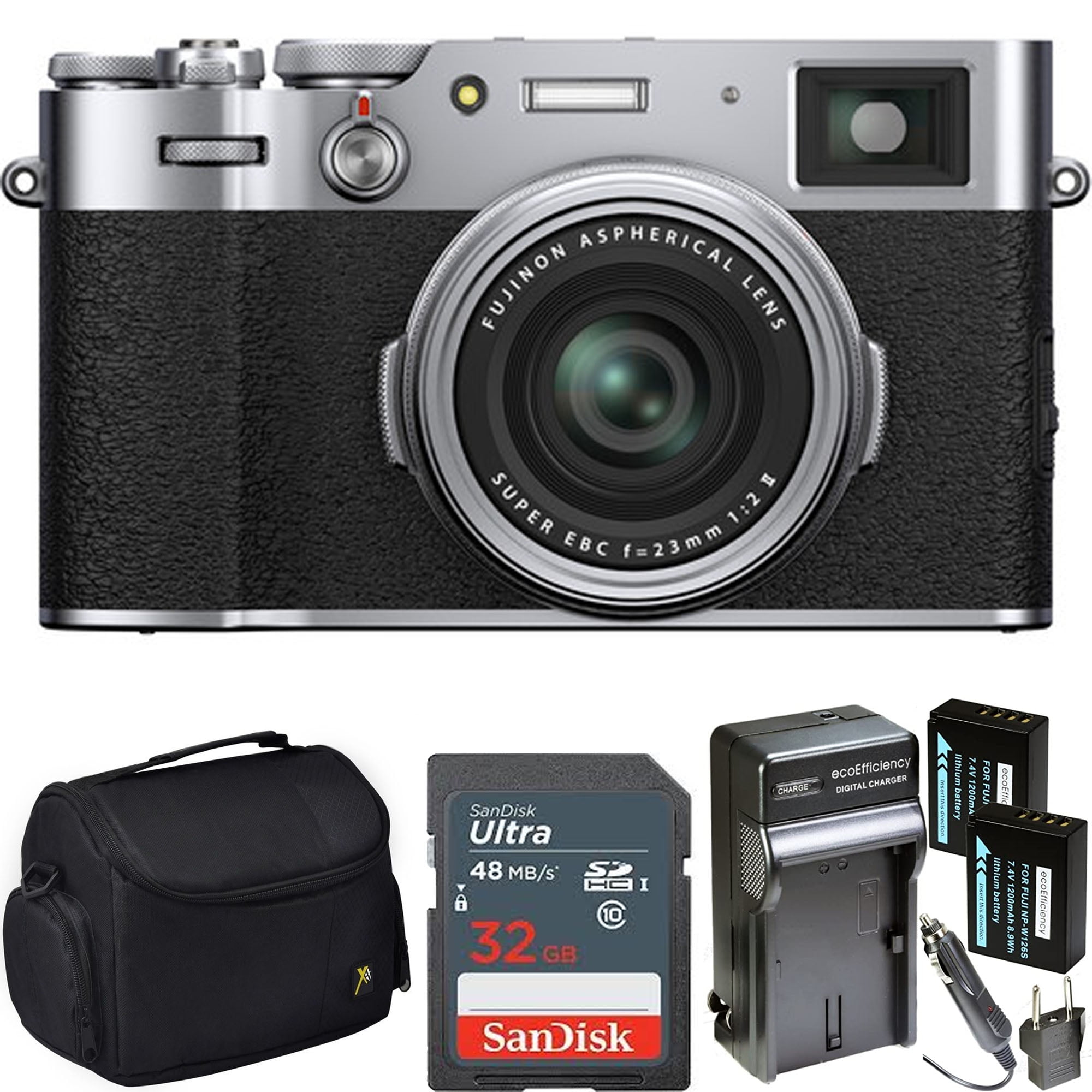 FUJIFILM X100V Digital Camera (Silver) with Sandisk 32GB Memory Card