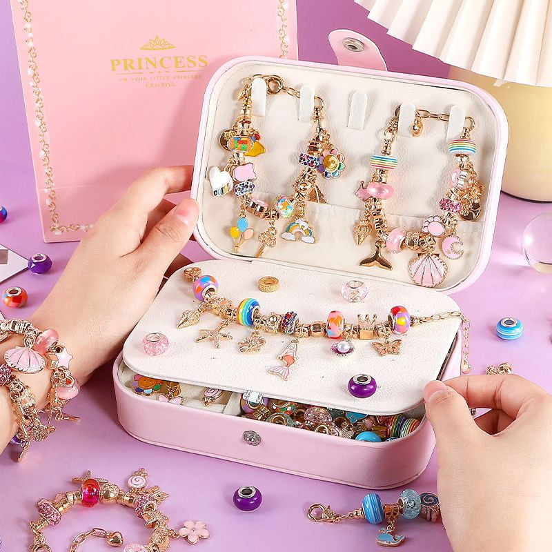 Handmade Bead DIY Kit for Kids - Girls Bracelet Making Set, Birthday Gift Jewelry Craft for Children