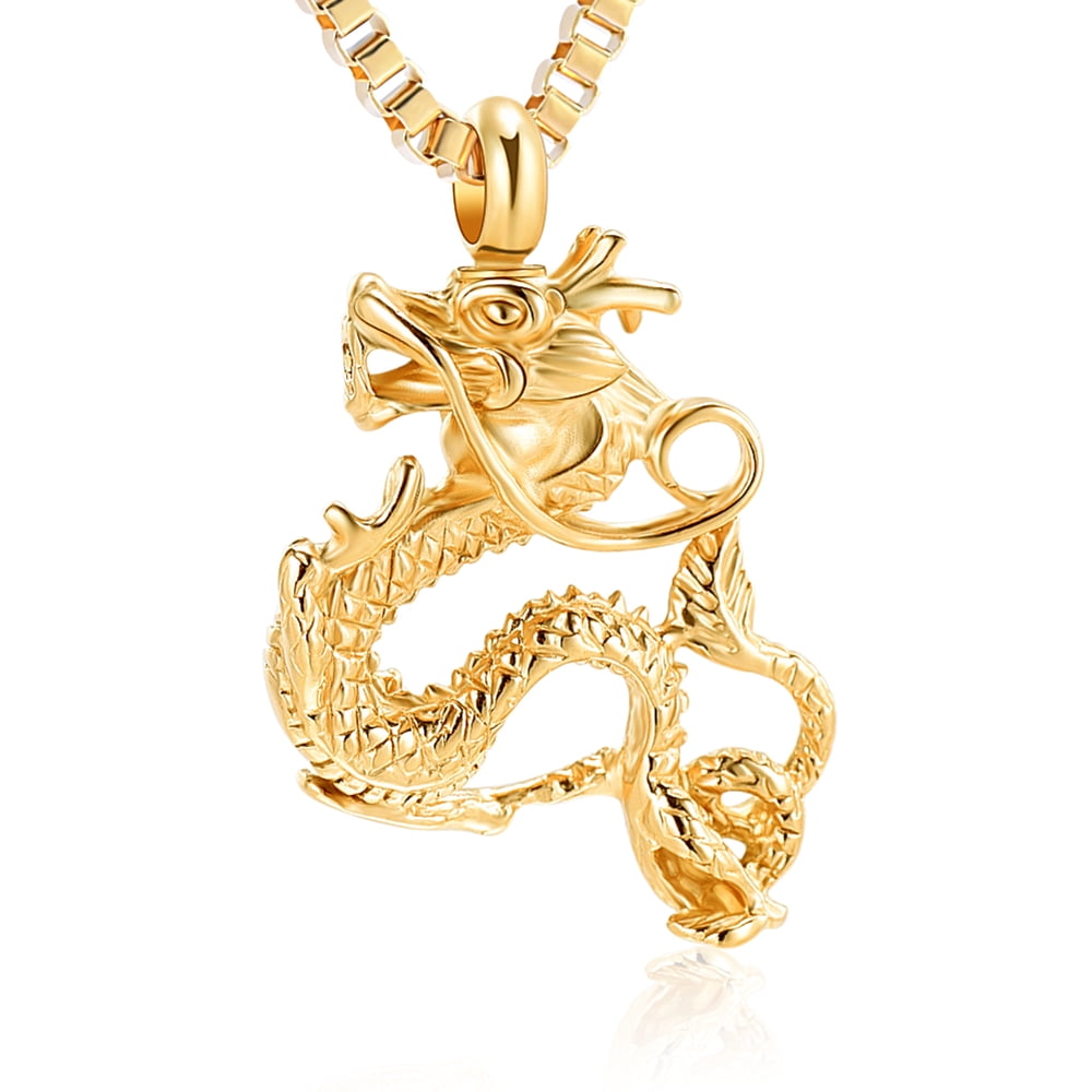 Cremation Jewelry for Ashes Stainless Steel Dragon Urn Necklace Keepsake Human Pet Ashes Holder Memorial Pendant for Women Men