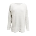 thumbnail image 4 of IROINID Women's One-Shoulder Pullover Sweater Solid Color Loose Short Length Long Sleeve Diagonal Collar Sweater Tops, 4 of 5