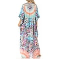 thumbnail image 2 of Sakkas Georgettina Flowy Rhinestone V Neck Long Caftan Dress / Cover Up - TLTU266-Turq - One Size, 2 of 5