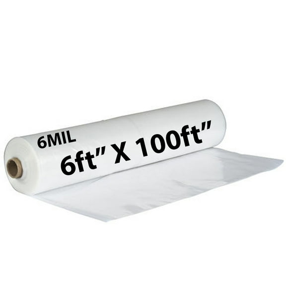6Mil Clear LDPE Plastic Sheeting Tarp - (6ft x 100ft) - Recyclable and Waterproof Cover