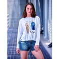 thumbnail image 1 of 246-77 Sudadera dama fruncida con diseño pop arte y rayas Cklass 246-77, 1 of 2