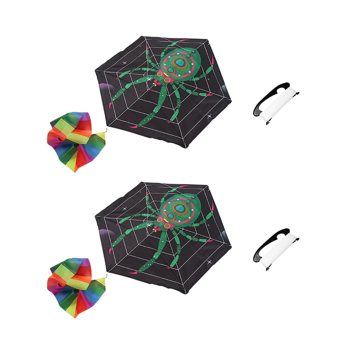 Kepooman Set of 2 Cartoon Green Spider-Print Kite with Long Colorful Tail, Single Line Kite Flying for Adulte Kids Kepooman Set of 2 Cartoon Green Spider-Print Kite with Long Colorful Tail, Single Line Kite Flying for Adulte Kids