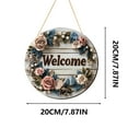 thumbnail image 3 of Flower Welcome Front Door Sign (20*20cm), DELESYS Farmhouse Daisy Wooden Door Decor, Rustic Carved Welcome Spring Wall Hanging For Porch Garden Fence Flower Shop Decoration, 3 of 7